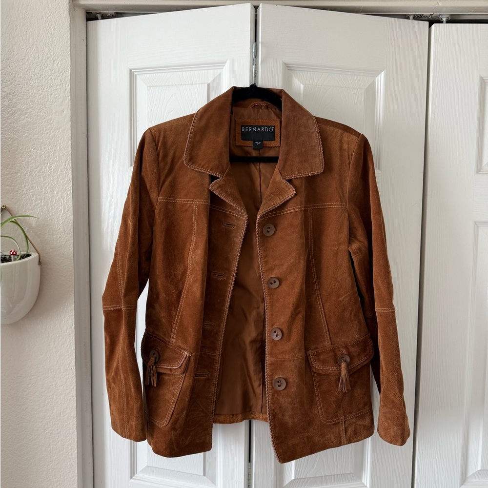 Bernardo Tan Suede Button-Up Jacket